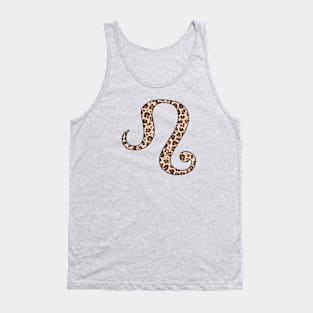 Leo Zodiac Horoscope Symbol in Leopard Print Tank Top